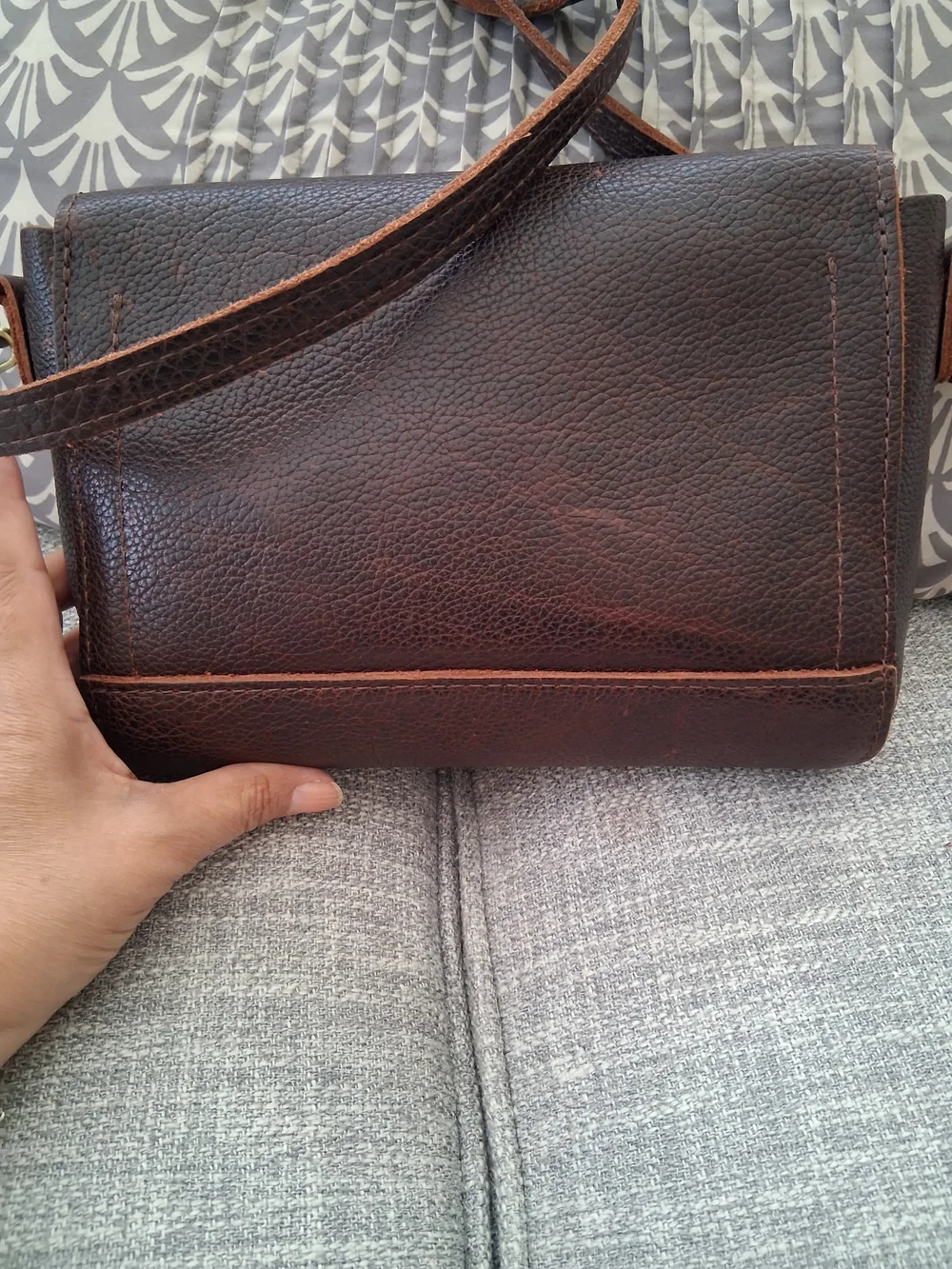 Porland Genuine Leather Brown Crossbody Bag - Classic Unisex  Large